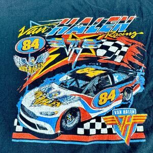VAN HALEN Racing 84 Concert T Shirt Mens 2XL Black Band Graphic Print Tee